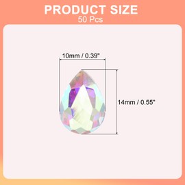 sourcing map 50Pcs 10 x 14 mm Teardrop Rhinestones Acrylic Pointed Back Rhinestone Beads Gems for Jewelry Making Costume Crystal Embellishments Crafts, Multicolor