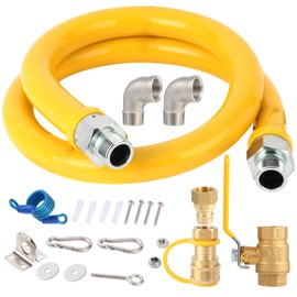 Wayona 1675kit48 Safety System Kit, 3/4 x 48 inch Gas Flex Line Hose with Quick Connect Fittings, Gas Hose Connector Kit, Flexible Natural Gas Line Hose for Commercial Kitchen Equipment
