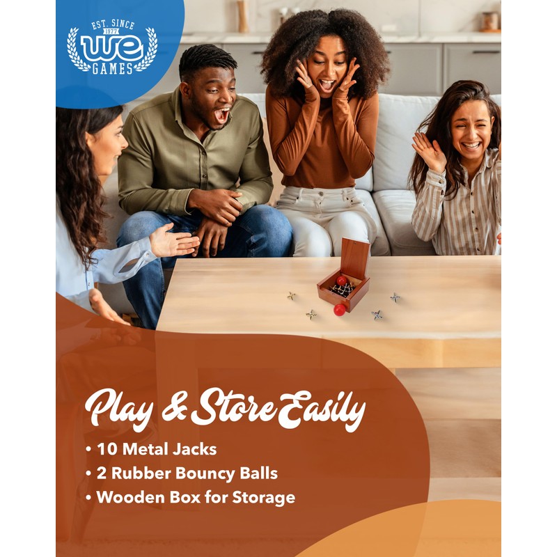 WE Games Metal Jacks Set – Classic Jacks Game with