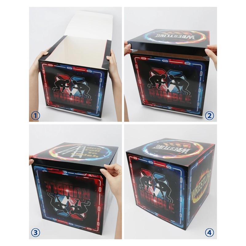 HAPPARTY Wrestling Theme Block Boxes 30x30CM Centerpieces 4PCS for Birthday