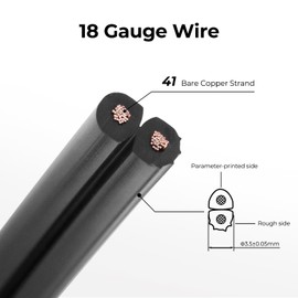 Firmerst 18 Gauge 500 Feet SPT-2 Electrical Wire for Appliance Repair, Black Lamp Cord