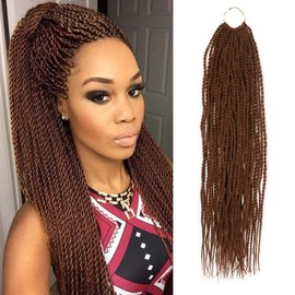 6 Packs Senegalese Twist Crochet Hair Ombre Crochet Braid Hair for Black Women Small Crochet Twist Braiding Hair 30 Strands/Pack Synthetic Hair Extensions (22 inch, 30#)