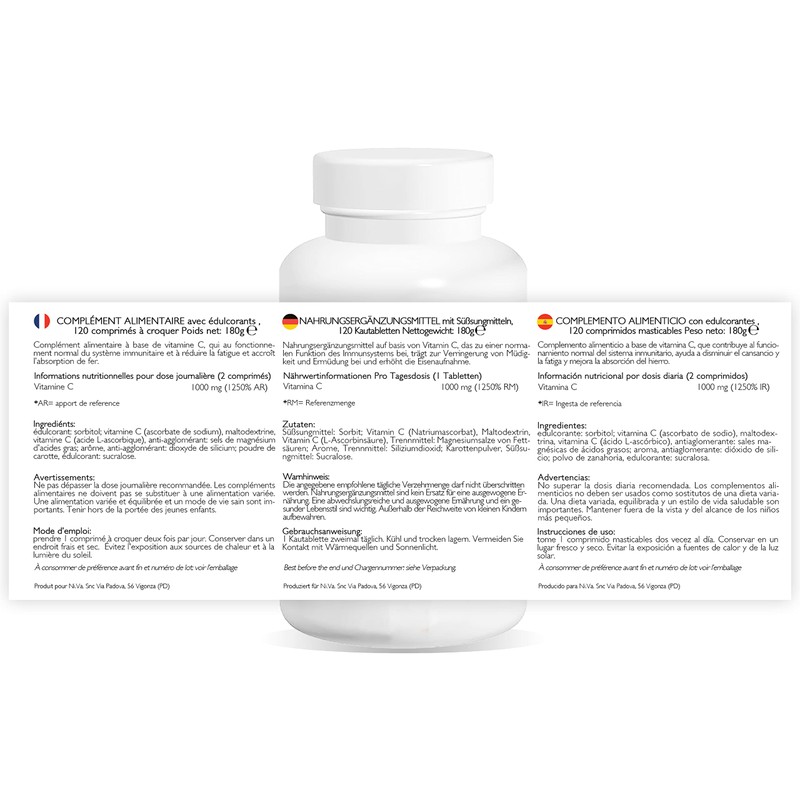 Vitamin C Line@diet | 120 Chewable Tablets | Orange Flavour