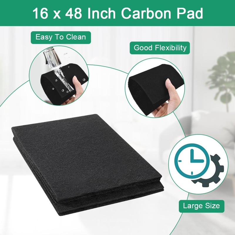 Inkurie Cut to Fit Activated Carbon Filter Sheet, 48x16'' Charcoal