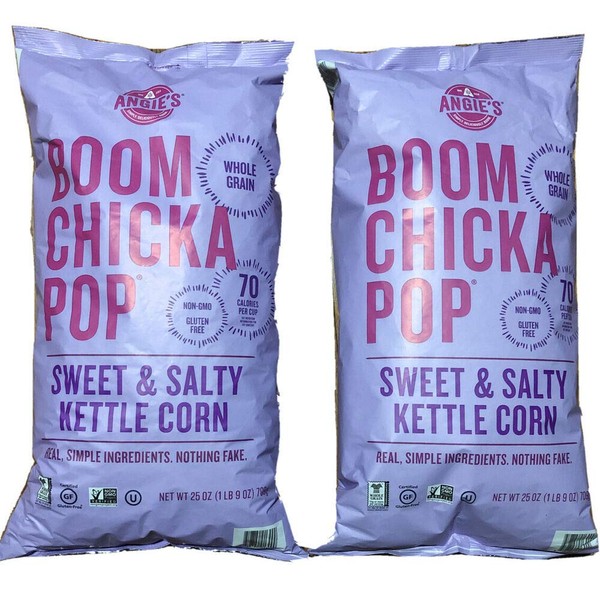 2 PACKs ANGIES BOOM CHICKA POP Sweet And Salty Kettle Corn 25oz Each Gluten Free