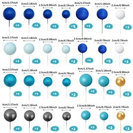 56 piezas de bolas coloridas con forma de bola, decoración de pasteles, bolas de perlas para cupcakes, decoración de bodas, suministros de serie azul, ocho colores