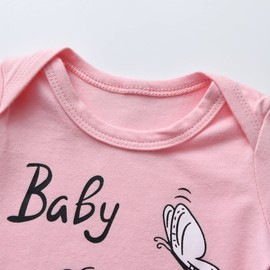 Joureker Newborn Baby Girl Clothes Sets Long Sleeve Elephant Animal Pattern Printed Romper + Pants 3Pcs Outfits, Pink, 9-12 Months