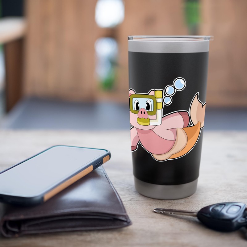 Pig Diver Snorkel Diving Stainless Steel Insulated Tumbler