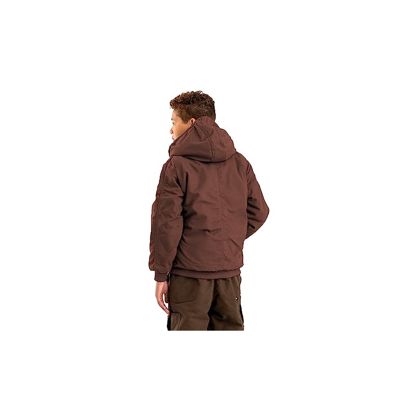 Berne Youth Softstone Duck Hooded Jacket, Medium Regular, Bark
