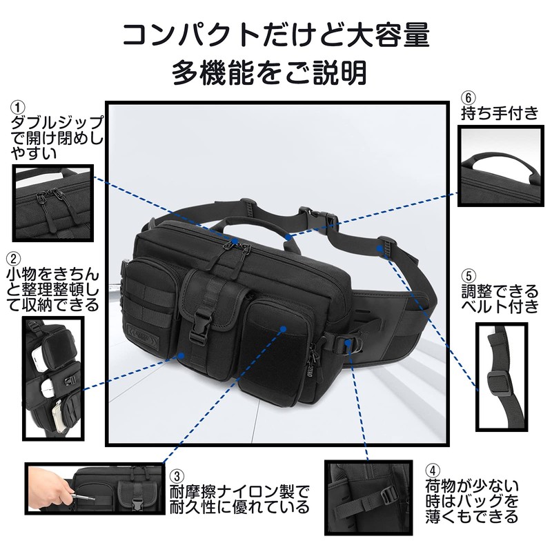 IDEASHOW 2-Way Waist Bag, Multi-functional Waist Pouch, Storage Capacity, Body