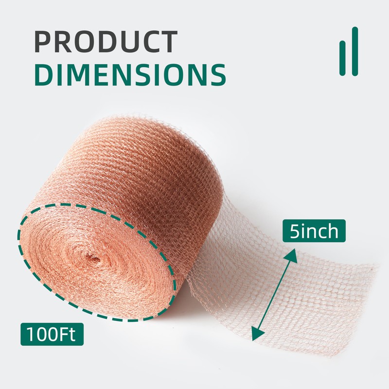 5" x 100 Feet Copper Mesh, Double Layer Mesh Fill