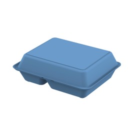 elastoREuse Menu Box Take Away Packaging - Food Container to Go Large Lunch Box Including Dividers Sustainable Reusable Tin 1.2 L Dishwasher Safe (Cosy Blue)