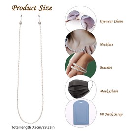 Vin beauty Pearl Glasses Chain, Pearl Eyeglass Chain, Beaded Eyeglass Chain Sunglasses Holder Strap, Eye Glass Holders Necklaces, Pearl Masks Chian for Women
