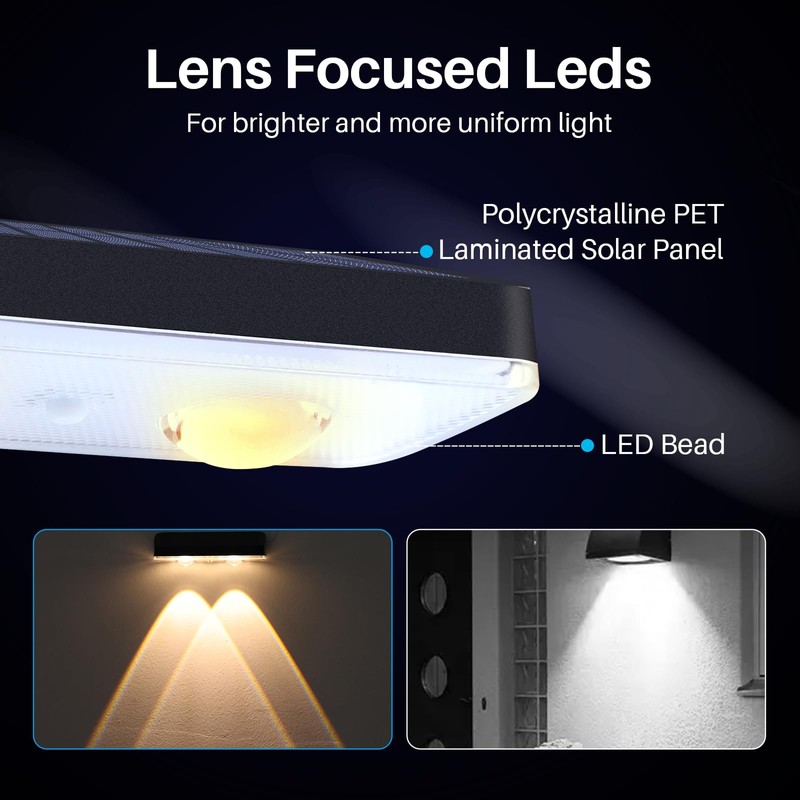 XmnSoly Solar Fence Lights 8 Pack Bright LED Lens Downlights
