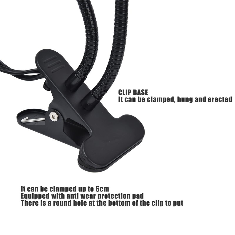 Table Clip Lamp Holder E27/E26 Lamp Holder Clip Black Double