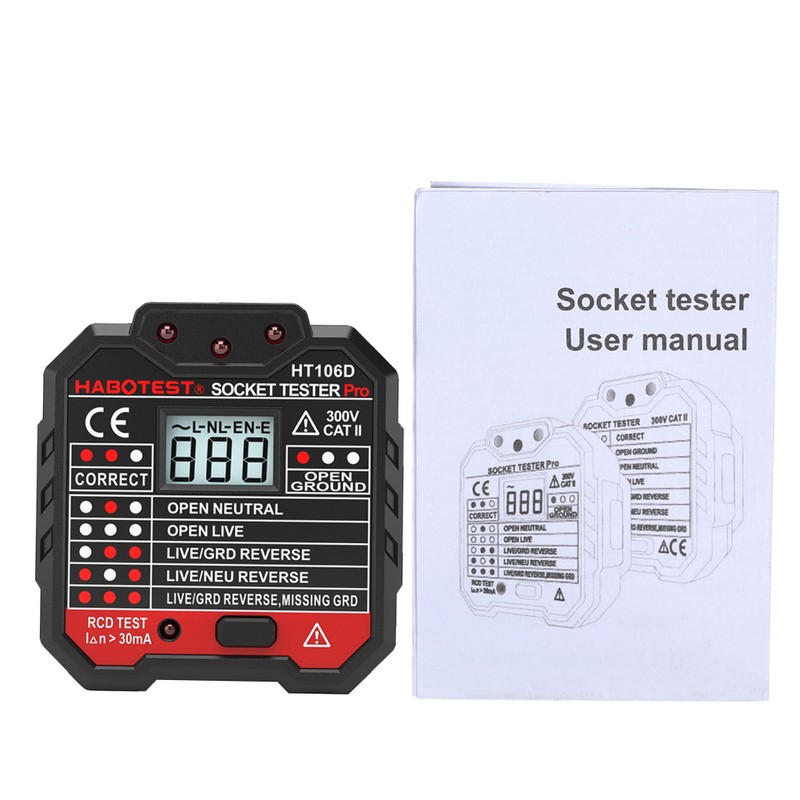 HABOTEST Advanced RCD Electric Socket Tester Automatic Neutral Live Earth