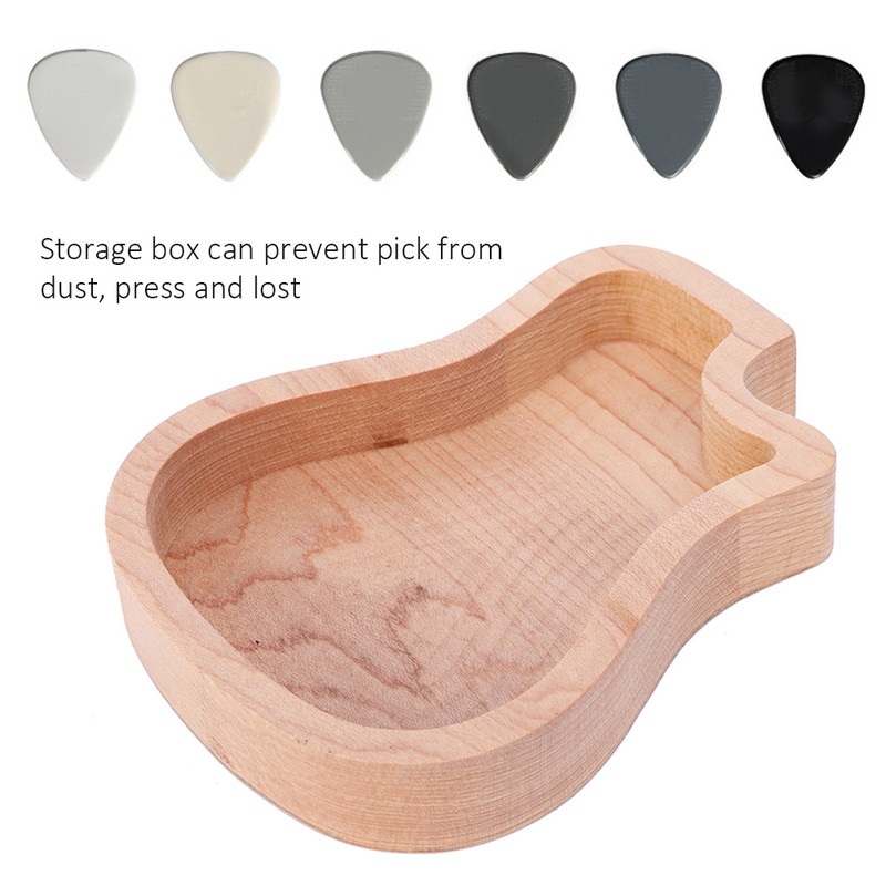 Guitar Pick Box Maple Wooden Storage Case Delicate Guitar Musical