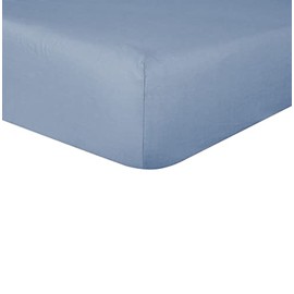 Sleepdown 100% Pure Cotton Deep Fitted Sheet Warm Cosy Breathable Super Soft Bedsheet Bed Linen 32cm Extra Deep Pockets - Denim Blue - King,5056557500949