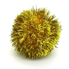 Jumbo Sparkle Ball Tuff Kitty Puff Cat Toy - (2 inch) 6 Pak Pick A Color (Gold)