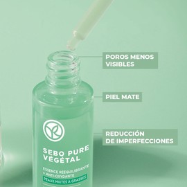 Yves Rocher - Sebo Pure Sérum Facial Matificante, Piel Mixta a Grasa, Fórmula Vegana 30 ml