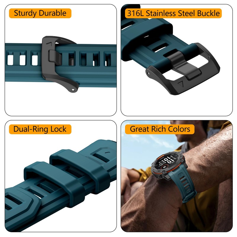 OVERSTEP Watch Bands Compatible with Instinct 3 Amoled/Solar 50mm 26mm