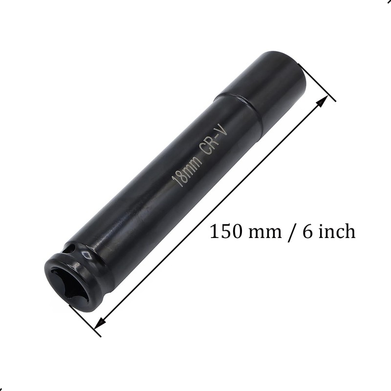 1/2" Drive by 18mm Deep Impact Socket, Heat-Treated CR-V Steel