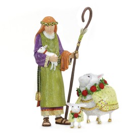 MACKENZIE-CHILDS Patience Brewster Nativity Figurine, Christmas Nativity Home Decor, Shepherd and Sheep
