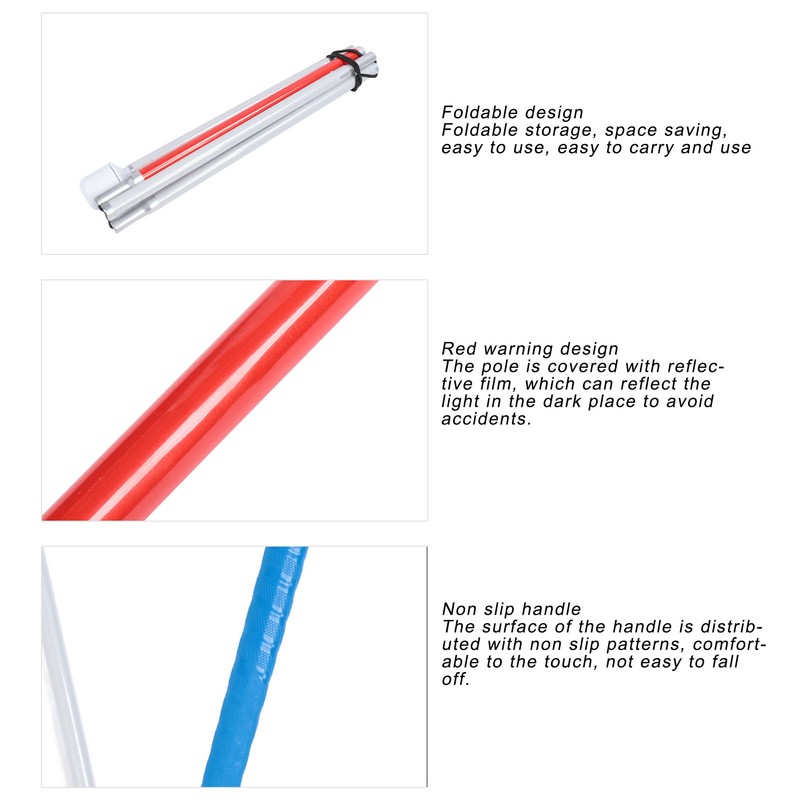 Folding Walking Pole Aluminum Alloy Collapsible Anti Slip Reflective Blind