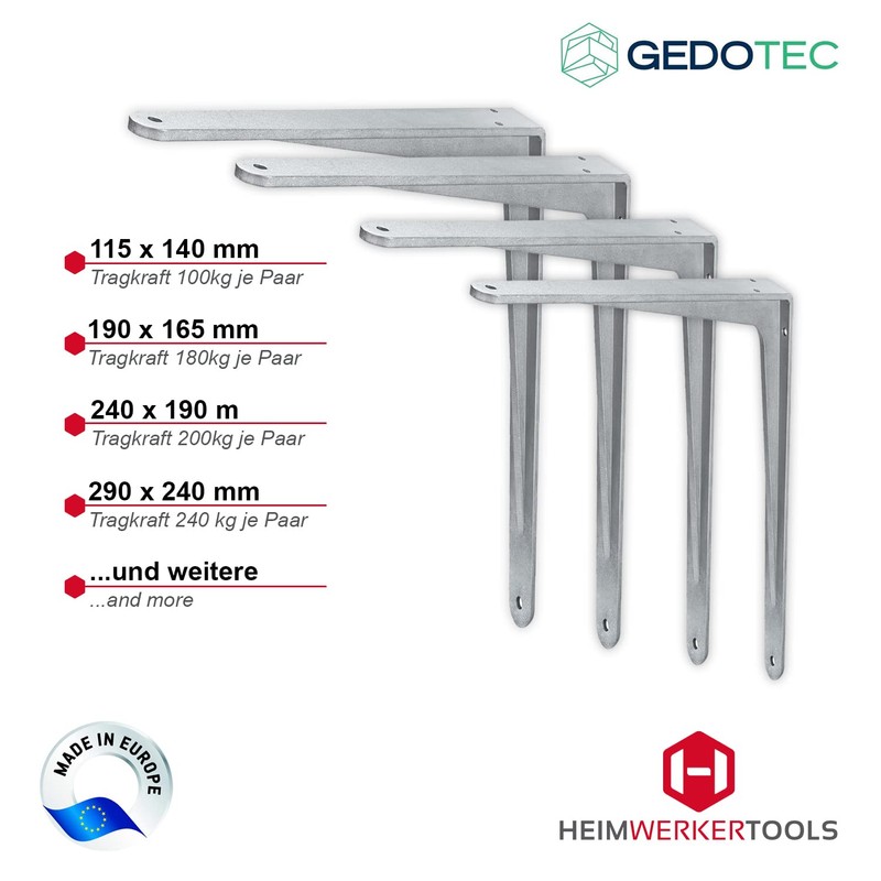 Gedotec Sparta Heavy Duty Aluminium Shelf Console | Depth: 240