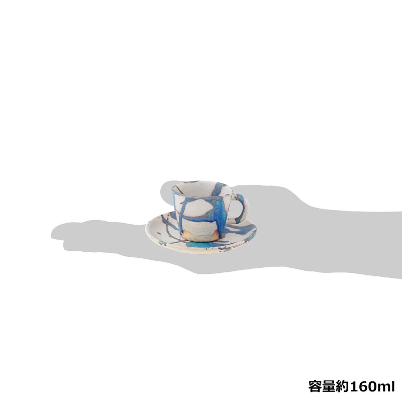 Marui Pottery MR-3-4395 Shigaraki Ware Hechimon Cup & Saucer, Capacity: