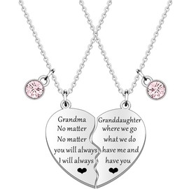 JETTOP Grandma Granddaughter Necklace Set Grandma Gifts from Granddaughter Birthday Christmas Mothers Day Presents