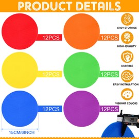 Haull 72 Pcs 5.91 Inch Poly Spot Markers Floor Spots with Bag Non Slip Vinyl Poly Dots for Gym Floor Basketball Football Soccer Sports Agility Training Gym Dance Classroom