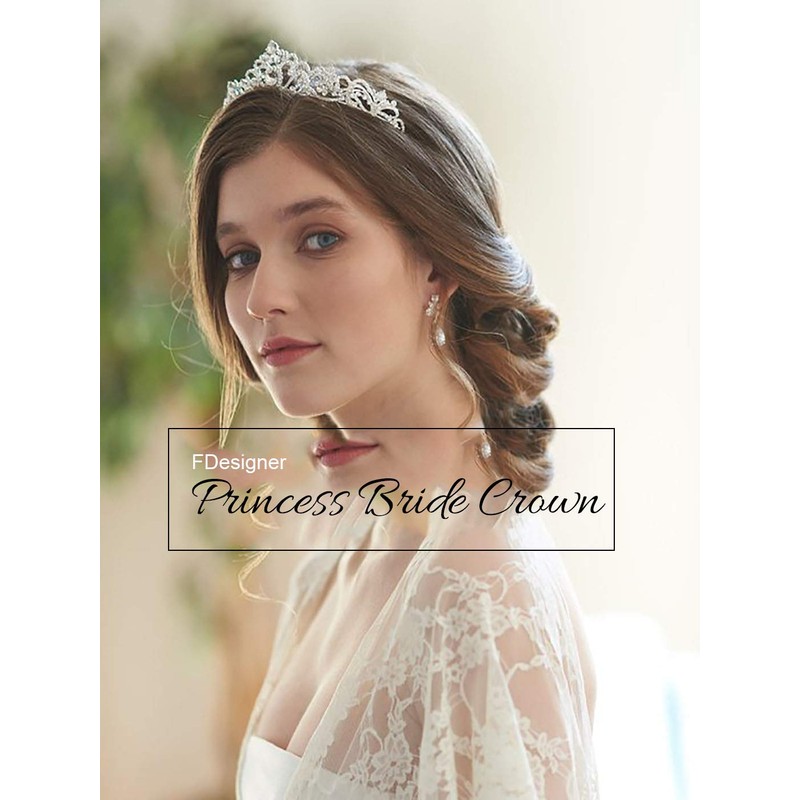 Fdesigner Bride Crown Silver Wedding Crowns and Tiaras Hair Accessories