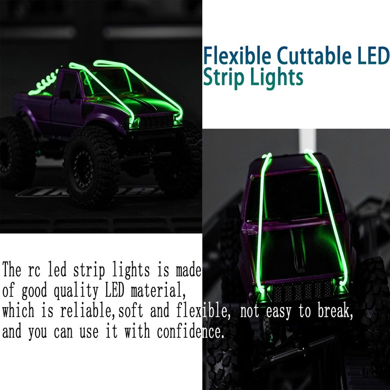 ZHUOYUEFSC Heavy Duty Flexible Cuttable RC Car LED Strip Lights,