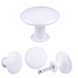 YOIPE 15 Pack White Round Varnish Lvory Kitchen Cabinet Knobs Cupboard Door Knobs Drawer Handle Pulls Dresser Knobs with 6 Pcs Screws for Bathroom Drawer Door Hardware