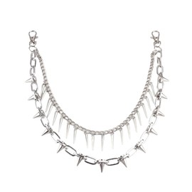 Punk Spikes Pants Chain Necklace for Women Men Unisex Layered Spike Drop Dangle Waist Belt Chain Vintage Gothic Lightweight Rock Hip Hop Dangling Jeans Pockets Dress Accessories Jewelry