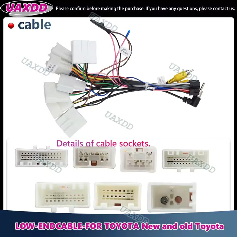 2-Pack Toyota Low-End Car Stereo Wiring Harness Cables, Multiple Vehicle-Specific
