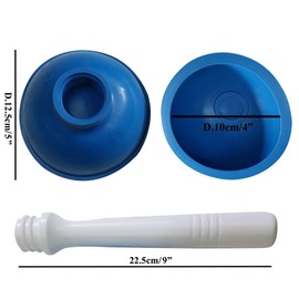 NewFerU Drain Plunger, Small Hand Force Plumber Helper, Little 4 inch Cup Clog Remover, Tiny Rubber Unclogger in 9" Short Handle for Kitchen Sink, Bathroom Toilet, Shower Bath Tub (Blue)