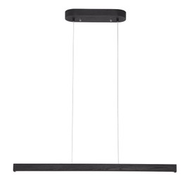 QJCMUUYI 39 Inch LED Linear Pendant Light Black Wood LED Kitchen Island Lighting Dimmable Ceiling Hanging Chandeliers for Dining Room Living Room Bar Pool Table 24W Modern Farmhouse Fixture Black