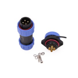 ZBLZGP SP21 4 Pin Aviation Circular Waterproof Connector 30A Industrial Threaded Male Cable Plug and Female Screw-Mount Socket Gold-Plated Brass 11AWG for Indoor Outdoor LED Lighting