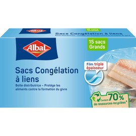 Albal - 15 Freezer Bags with Ties - Large Model 6L - 3 Ply - Dispenser Box - 70% Recycled Resources
