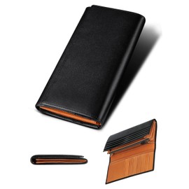 Fabrizio Wallet Men's and Women's Long Bifold Wallet with Pocket Coin Purse Spacious Thin Large Capacity Holds 21 Cards Easy to Use Italian Leather Made by Top-Class Leather Artisans Genuine Leather