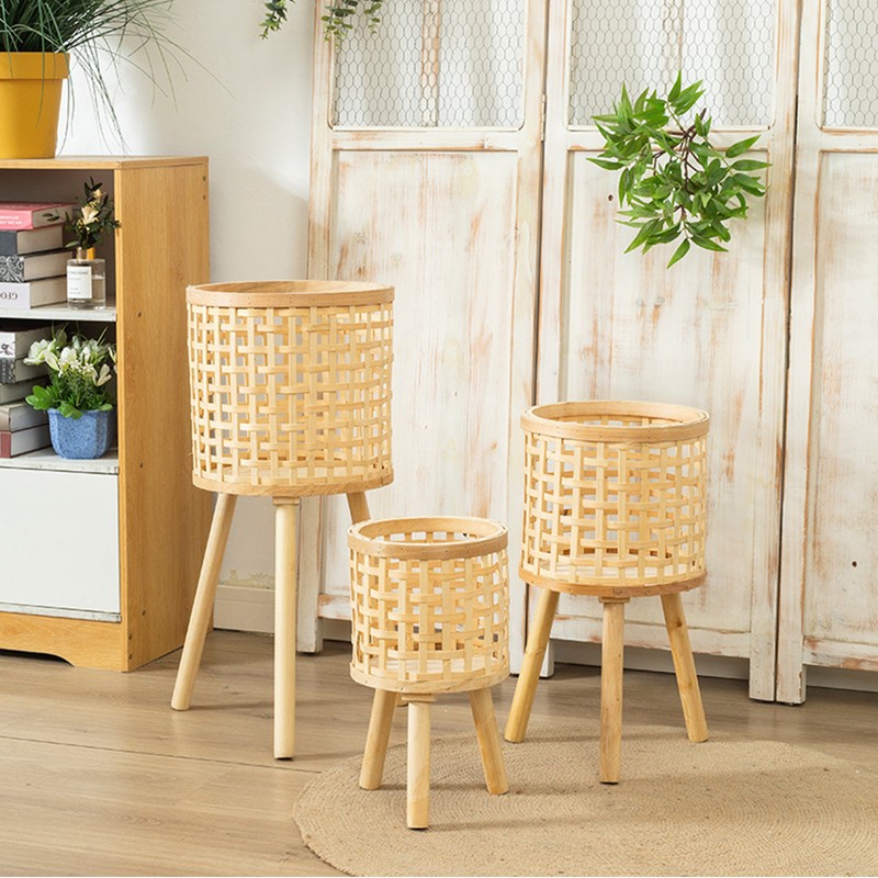 Woven Flower Pot Faux Rattan Planter High Living Room Floor