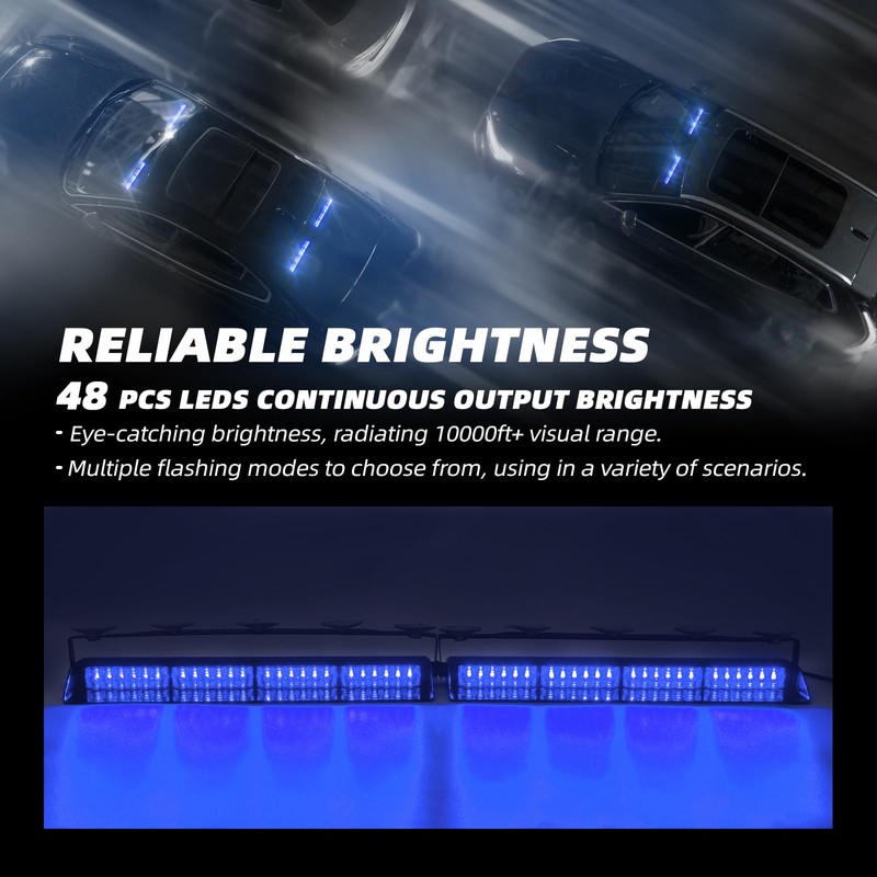 ELECHOI Blue 2 in 1 Police Emergency Dash Strobe Light