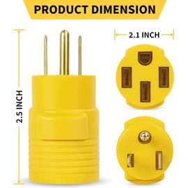RVhouse NEMA 6-50P to 14-50R RV Electrical Power Adapter 240V Compact 50Amp 3-Prong Male Plug to 50Amp 4-Prong Female Receptacle Generator Connection for RV Trailer Camper EV Charger Welder