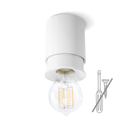 Twister Classic, weiss; einfache Montage. Keine Schrauben, ein Haken genügt. Patentiert. Decken- und Wandleuchte, E27