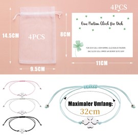 BOOMTOP 4 x Guardian Angel Clover Women's Friendship Bracelet Lucky Bracelet Angel Bracelet Lucky Charm Adjustable 28 cm Christmas Gifts New Year's Eve Communion Advent Calendar Filling