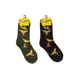 Foozys Women’s Crew Socks | Monkeys & Bananas Farm Animal Novelty Socks | 2 Pair