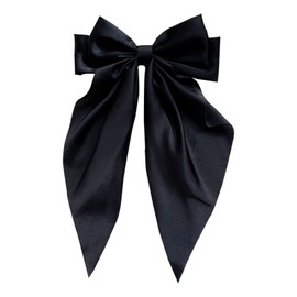 Large Hair Bows for Women Black Hair Bow Big Bow Hair Clip Girl French Barrette with with Velvet Hair Bows Solid Color Ponytail Hair Accessories (Black & Burgundy) (BLACK)
