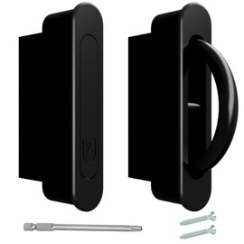 AlloyTech Pocket Door Pull Swivel Handle with Concealed Hardware and Quick Install Kit (No Kit, Black)
